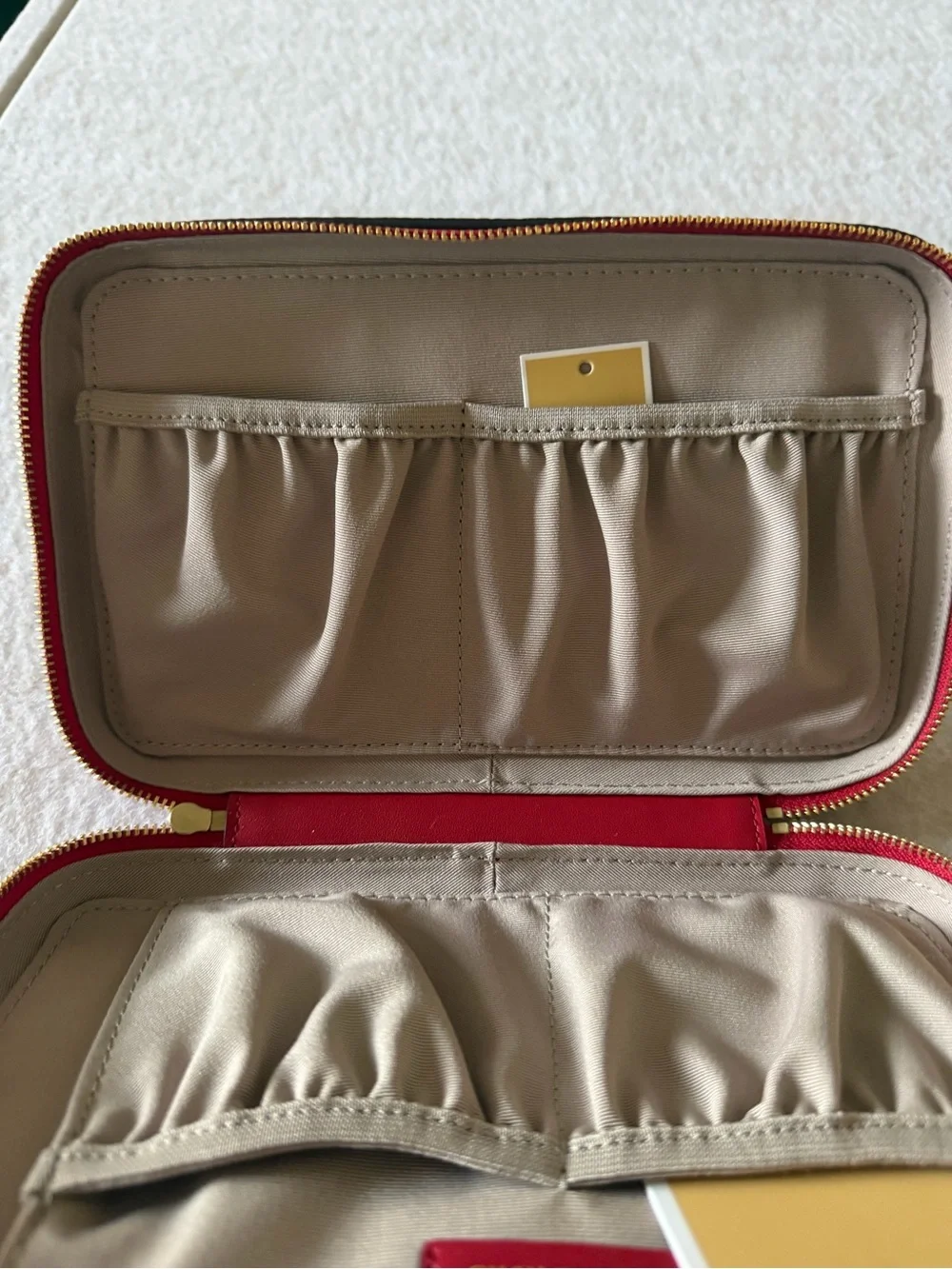 Michael Kors Red Pebbled Leather Cosmetic Case with Gold Logo